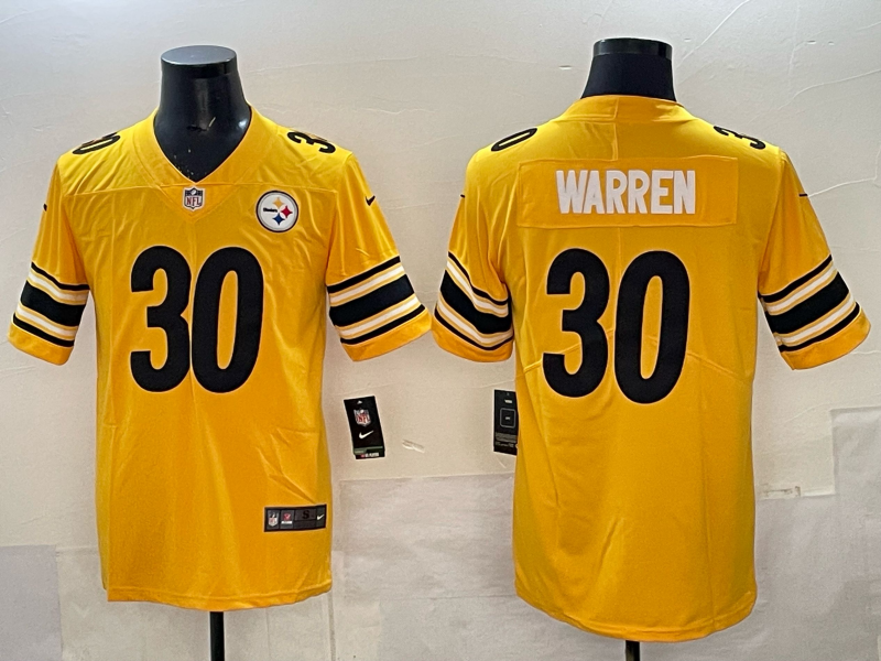 Men Pittsburgh Steelers 30 Warren yellow Nike NFL Jersey 002